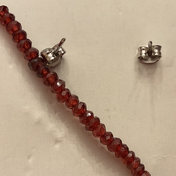 Sterling Silver 925 Ruby/Red Garnet Necklace Earrings set New - Picture 6 of 8